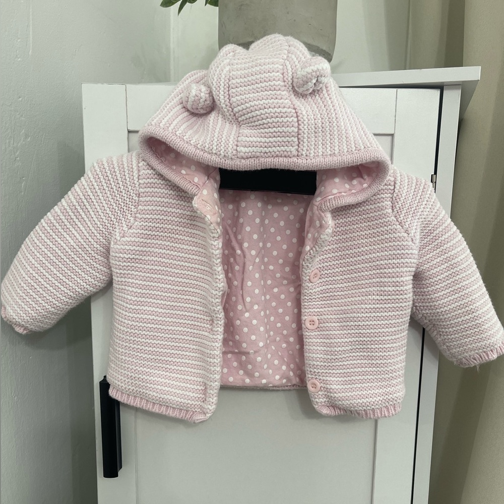 Little Me Pink and White Polka Dot Hoodie, Size 9 months